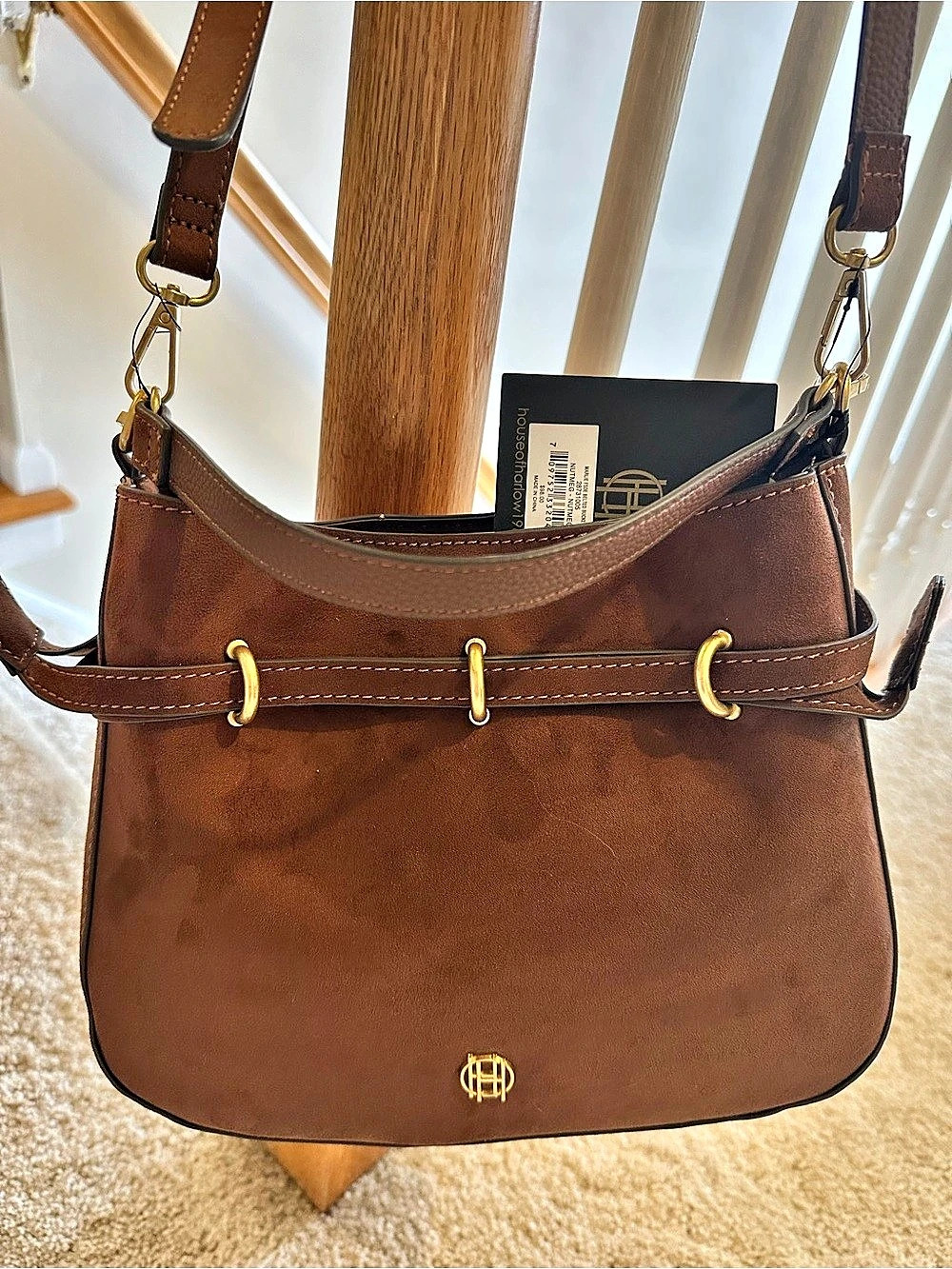 House d Harlow by Nicole Richie Brown Suede Shoulder Bag NWT